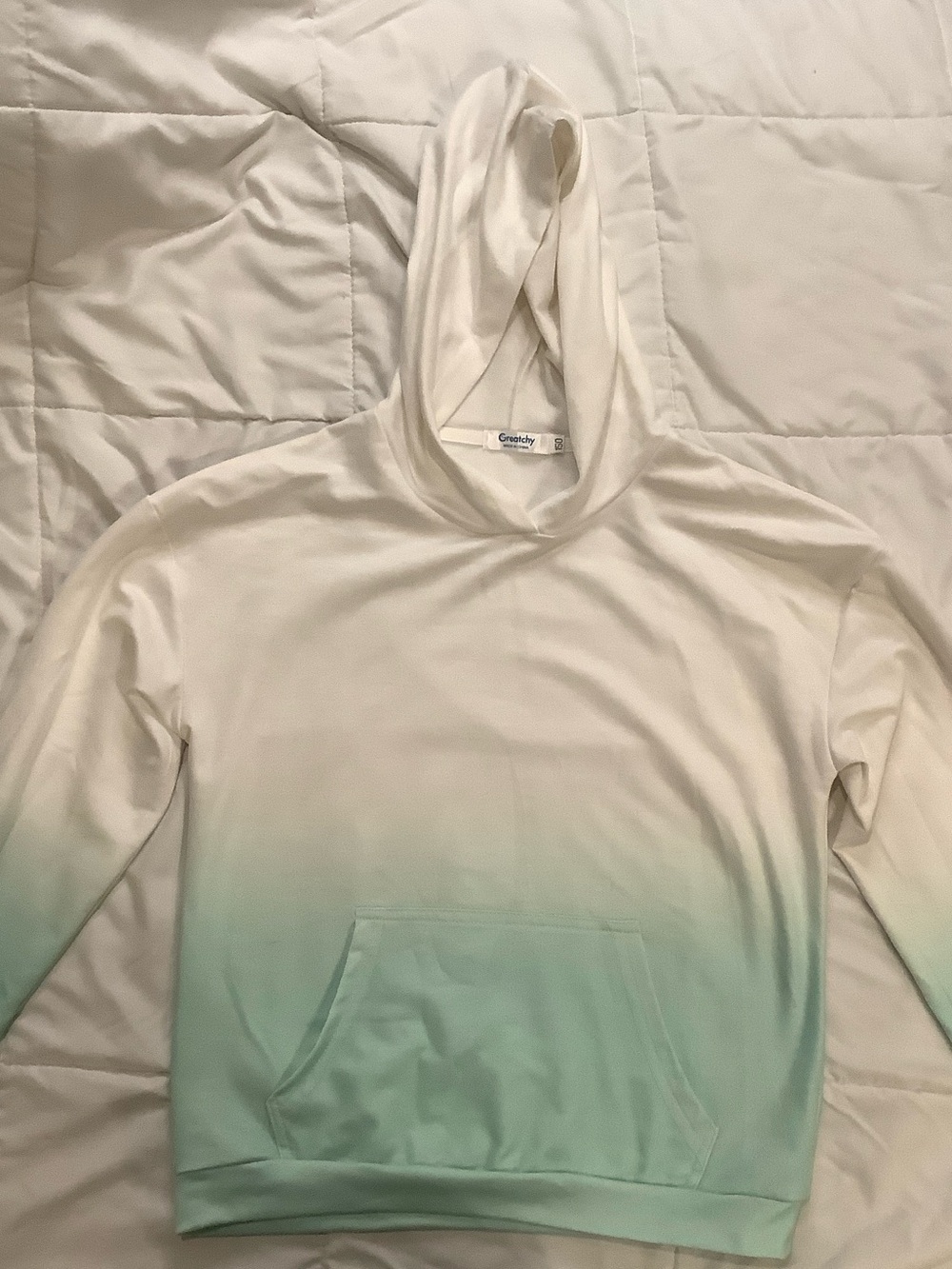 Kids Ombre Hoodie Jacket - White to Mint
